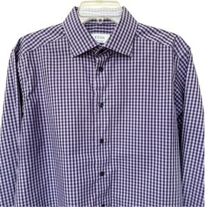Eton Contemporary Fit Button Dress Shirt Size 42 Neck 16.5 Cotton Purple Check